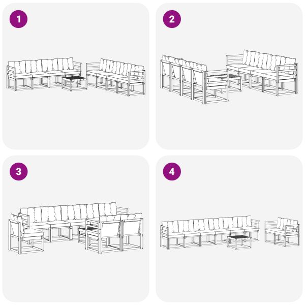Комплект дивани за открито 9 pcs Натурален и Крема