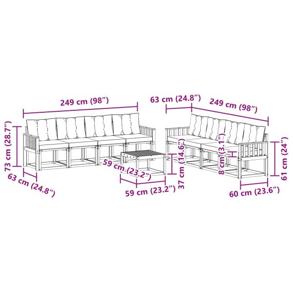 Комплект дивани за открито 9 pcs Естествено и черно