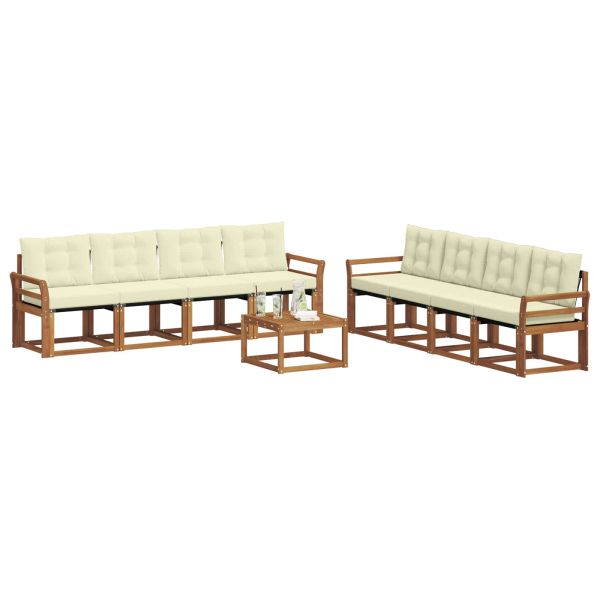 Комплект дивани за открито 9 pcs Натурален и Крема