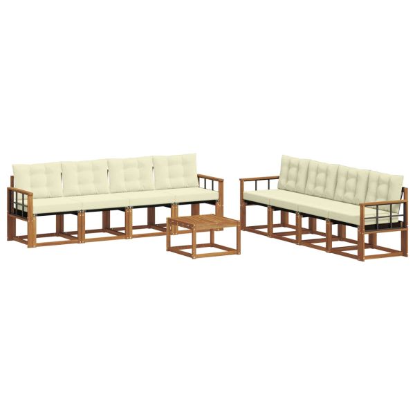Комплект дивани за открито 9 pcs Натурален и Крема