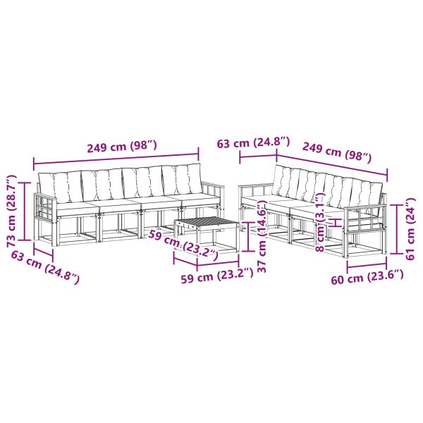 Комплект дивани за открито 9 pcs Естествено и светло сиво