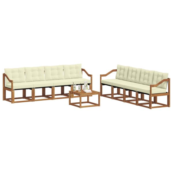 Комплект дивани за открито 9 pcs Натурален и Крема