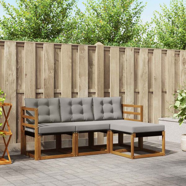 Комплект дивани за открито 4 pcs Естествено и светло сиво