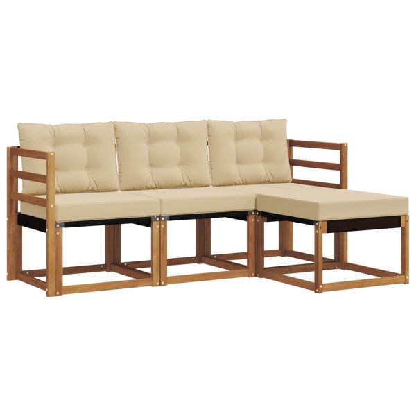 Комплект дивани за открито 4 pcs Натурален и Бежов