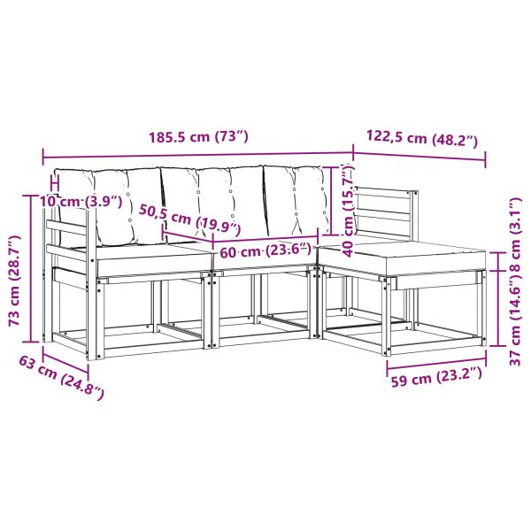 Комплект дивани за открито 4 pcs Натурален и Бежов
