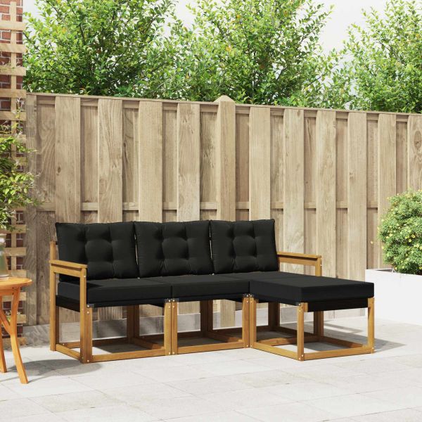 Комплект дивани за открито 4 pcs Естествено и черно