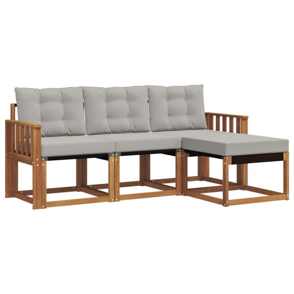 Комплект дивани за открито 4 pcs Естествено и светло сиво