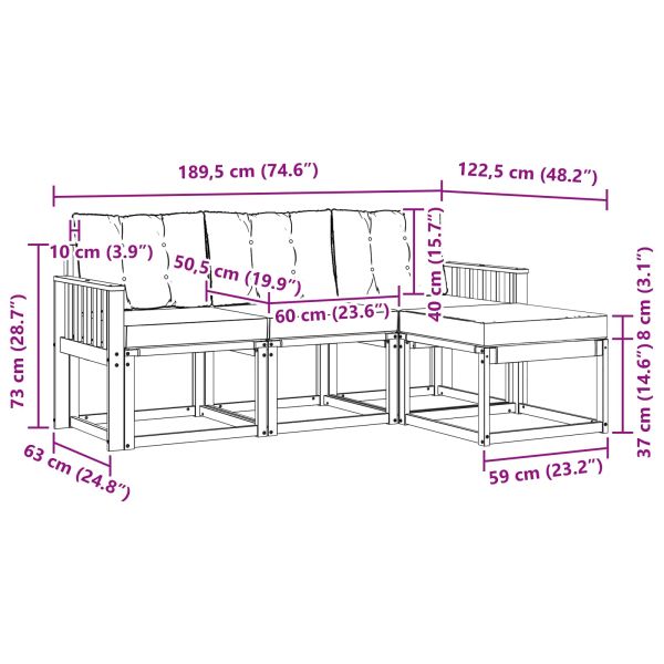Комплект дивани за открито 4 pcs Натурален и Бежов