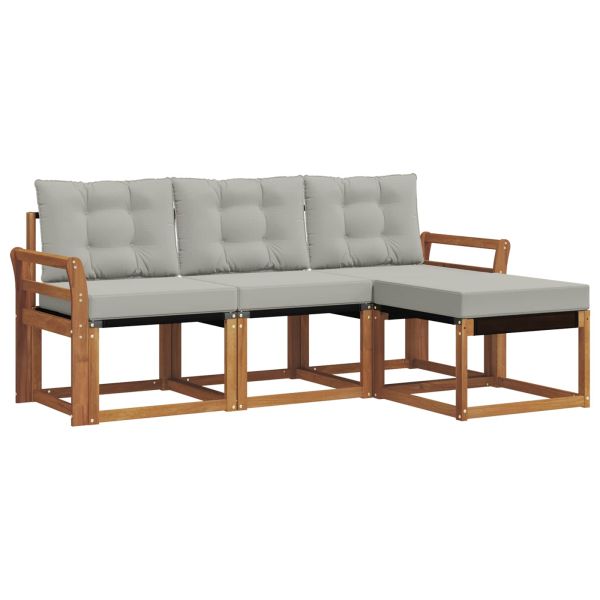 Комплект дивани за открито 4 pcs Естествено и светло сиво