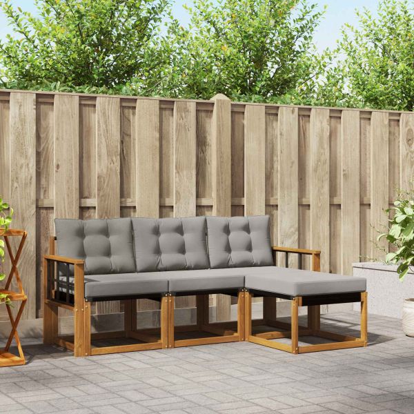 Комплект дивани за открито 4 pcs Естествено и светло сиво