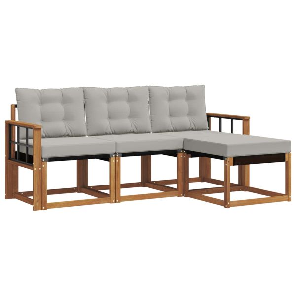 Комплект дивани за открито 4 pcs Естествено и светло сиво