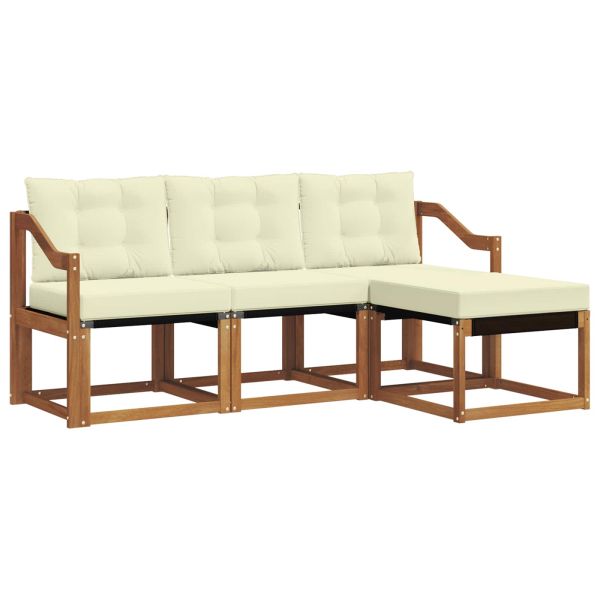 Комплект дивани за открито 4 pcs Натурален и Крема