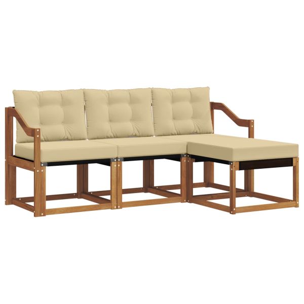 Комплект дивани за открито 4 pcs Натурален и Бежов