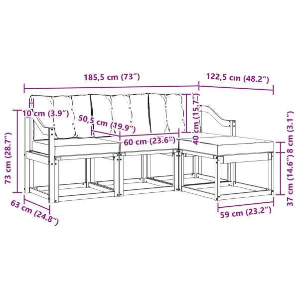 Комплект дивани за открито 4 pcs Натурален и Бежов