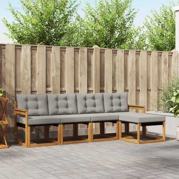 Комплект дивани за открито 5 pcs Естествено и светло сиво