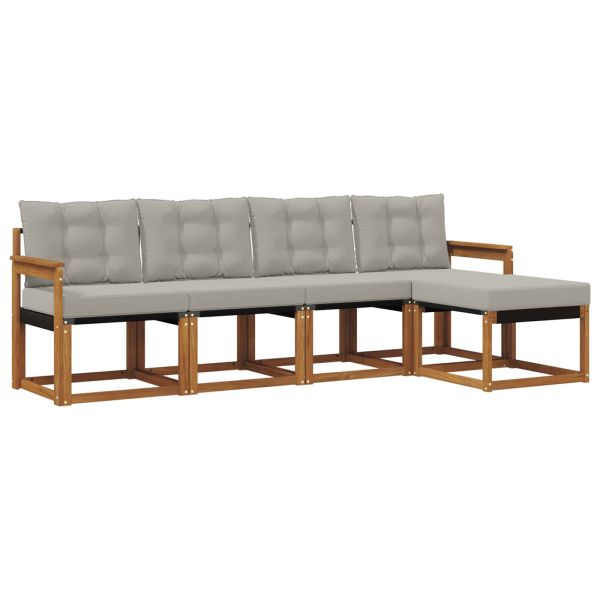 Комплект дивани за открито 5 pcs Естествено и светло сиво