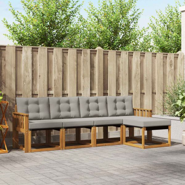 Комплект дивани за открито 5 pcs Естествено и светло сиво