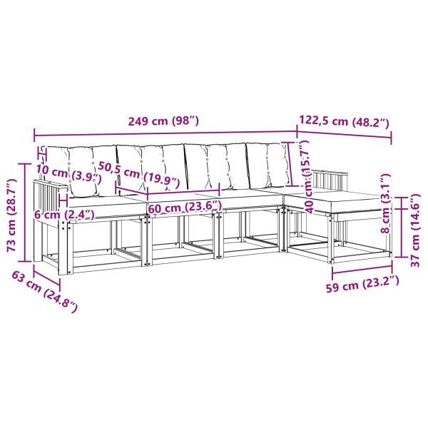 Комплект дивани за открито 5 pcs Естествено и черно