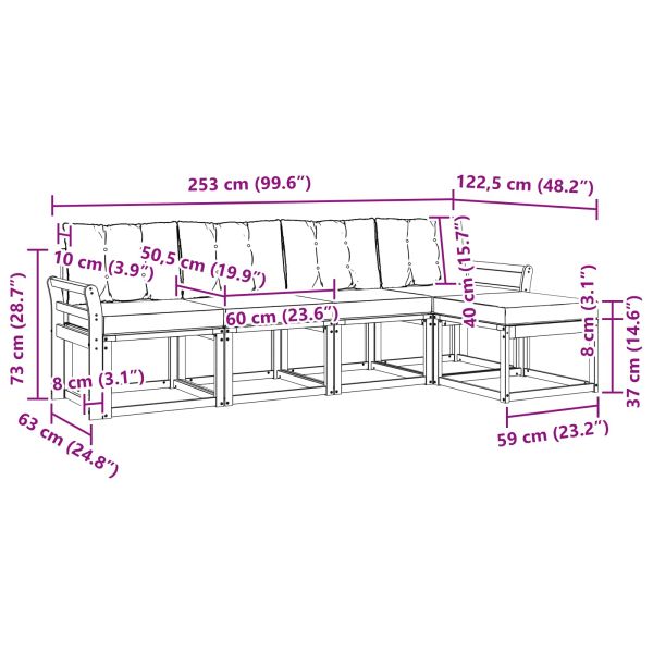 Комплект дивани за открито 5 pcs Естествено и черно