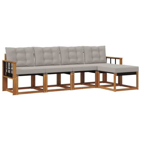 Комплект дивани за открито 5 pcs Естествено и светло сиво