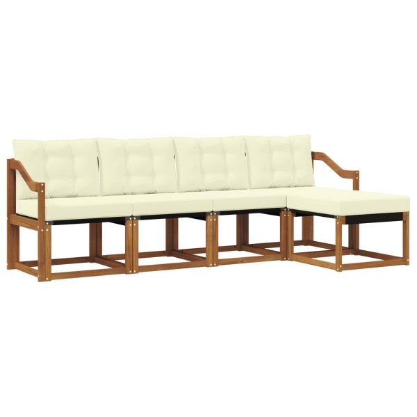 Комплект дивани за открито 5 pcs Натурален и Крема