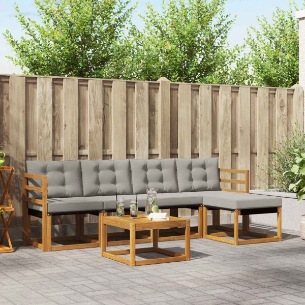 Комплект дивани за открито 6 pcs Естествено и светло сиво