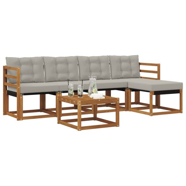 Комплект дивани за открито 6 pcs Естествено и светло сиво