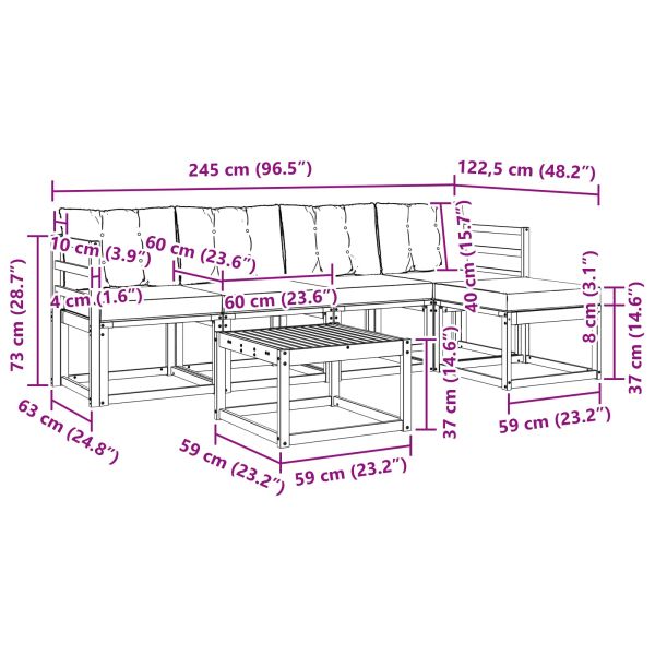 Комплект дивани за открито 6 pcs Естествено и черно