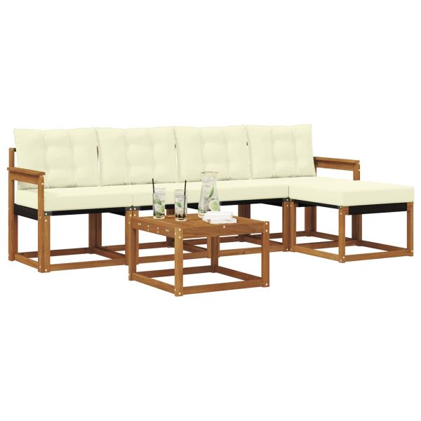 Комплект дивани за открито 6 pcs Натурален и Крема