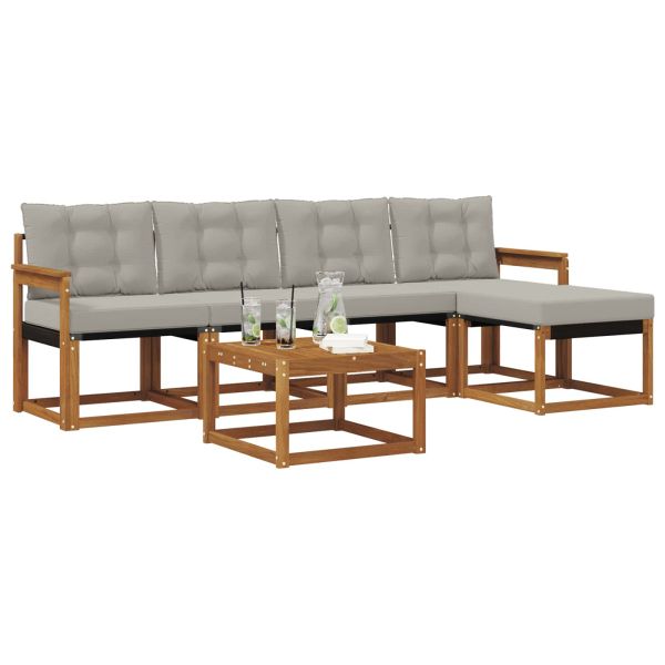 Комплект дивани за открито 6 pcs Естествено и светло сиво