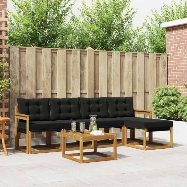 Комплект дивани за открито 6 pcs Естествено и черно