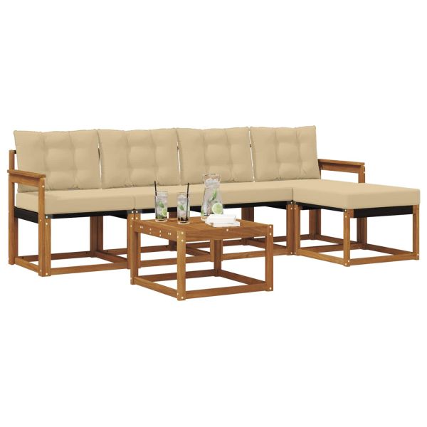 Комплект дивани за открито 6 pcs Натурален и Бежов