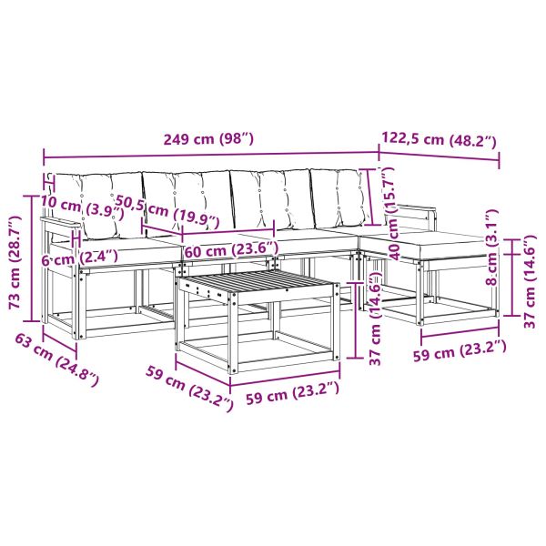 Комплект дивани за открито 6 pcs Натурален и Бежов