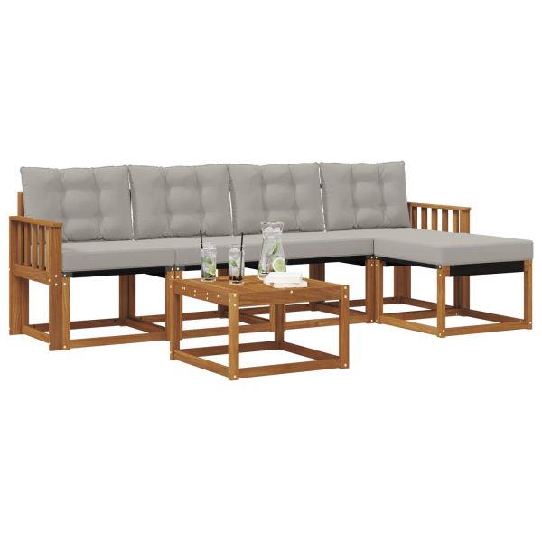 Комплект дивани за открито 6 pcs Естествено и светло сиво