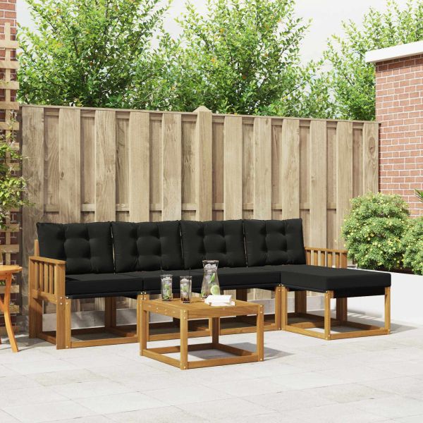 Комплект дивани за открито 6 pcs Естествено и черно