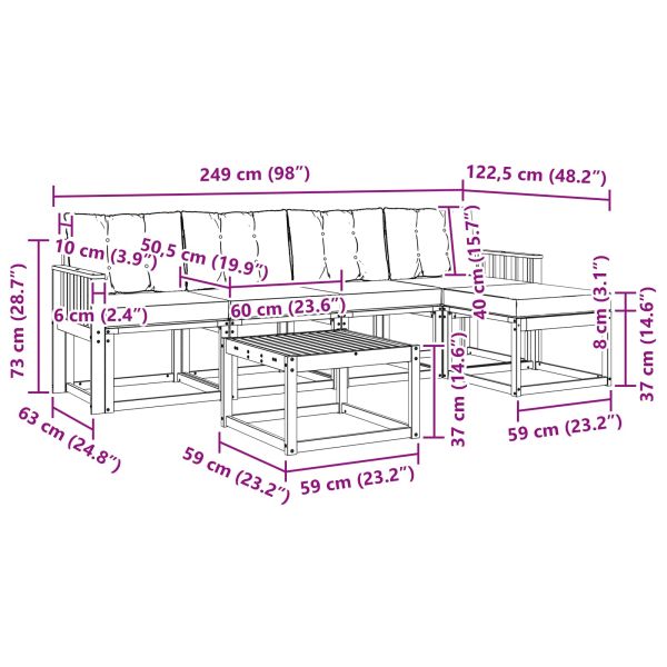 Комплект дивани за открито 6 pcs Естествено и черно
