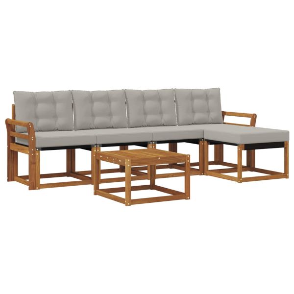 Комплект дивани за открито 6 pcs Естествено и светло сиво