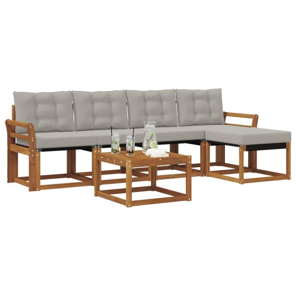 Комплект дивани за открито 6 pcs Естествено и светло сиво