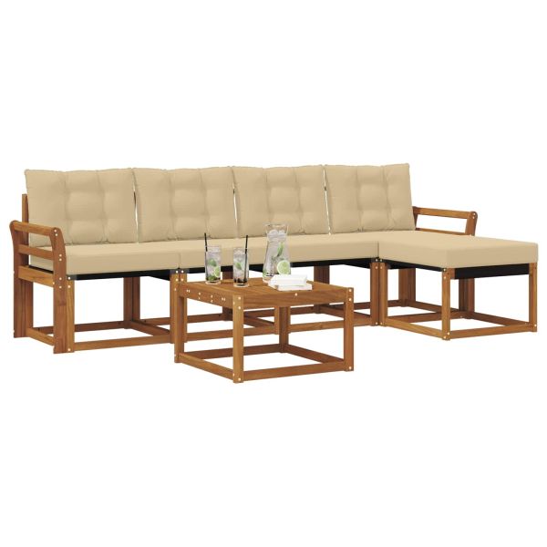 Комплект дивани за открито 6 pcs Натурален и Бежов