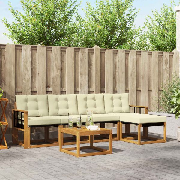 Комплект дивани за открито 6 pcs Натурален и Крема