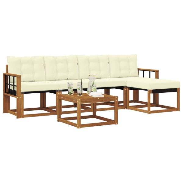 Комплект дивани за открито 6 pcs Натурален и Крема