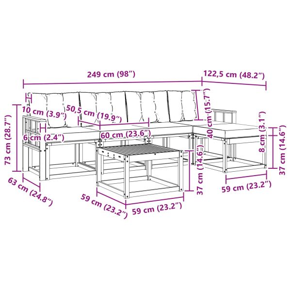 Комплект дивани за открито 6 pcs Натурален и Крема
