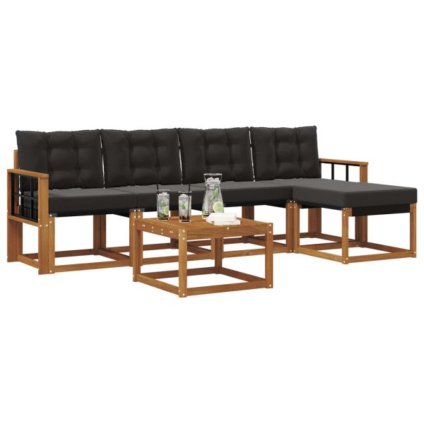 Комплект дивани за открито 6 pcs Естествено и черно