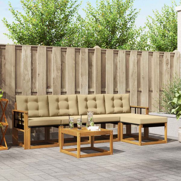 Комплект дивани за открито 6 pcs Натурален и Бежов