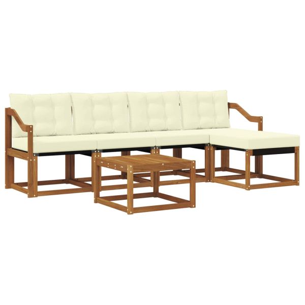 Комплект дивани за открито 6 pcs Натурален и Крема