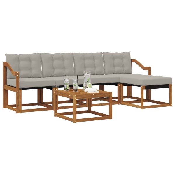 Комплект дивани за открито 6 pcs Естествено и светло сиво