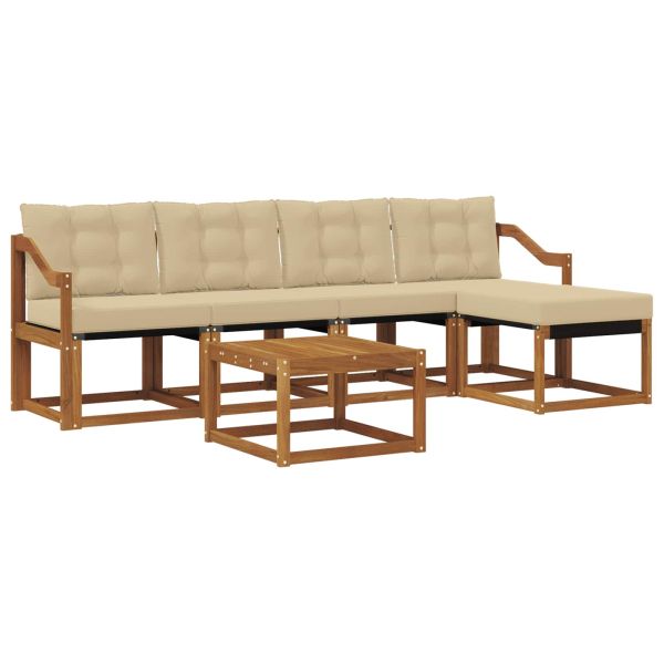 Комплект дивани за открито 6 pcs Натурален и Бежов