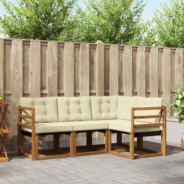 Комплект дивани за открито 4 pcs Натурален и Крема