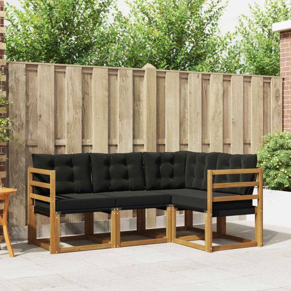 Комплект дивани за открито 4 pcs Естествено и черно