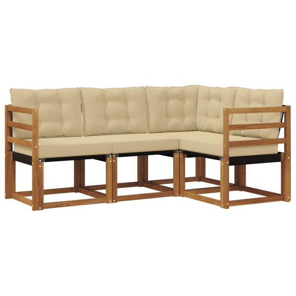 Комплект дивани за открито 4 pcs Натурален и Бежов
